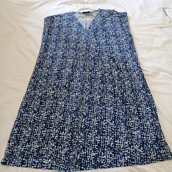 Lane Bryant 26/28 a line swing style blue multi-color geometric print sleeveless - Picture 4 of 11